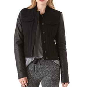T by Alexander Wang Black Denim & Lamb Leather Jacket